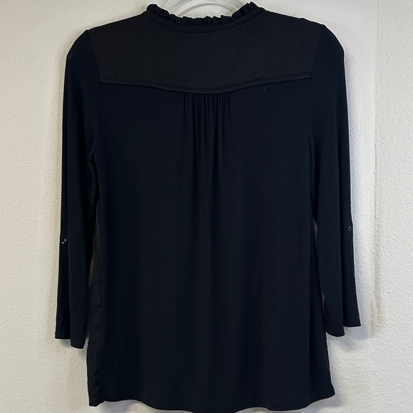 Meadow Rue Anthropologie Eleri Black Pleated Blouse Size XS - Picture 6 of 9